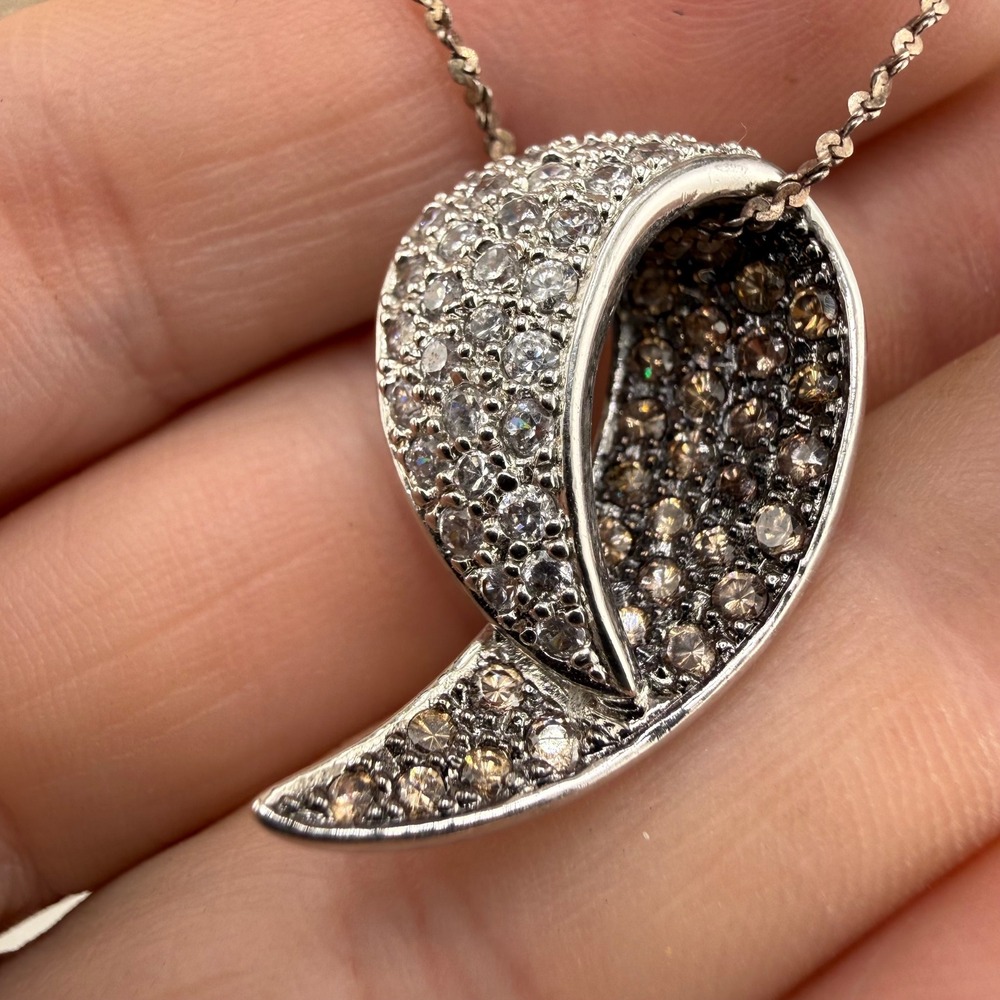 Ross Simmons Necklace CZ Horn Champagne Clear 20 In